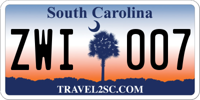 SC license plate ZWI007