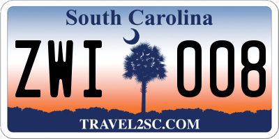 SC license plate ZWI008