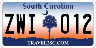 SC license plate ZWI012