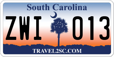 SC license plate ZWI013