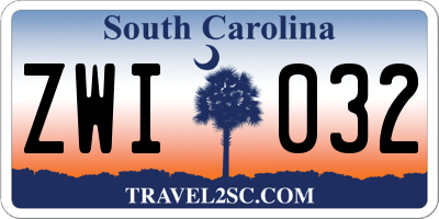 SC license plate ZWI032