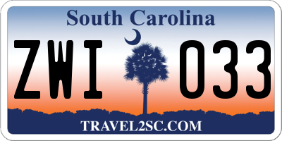 SC license plate ZWI033