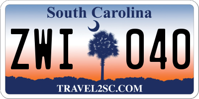 SC license plate ZWI040