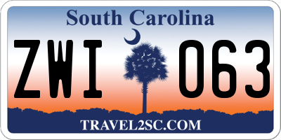 SC license plate ZWI063