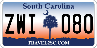 SC license plate ZWI080