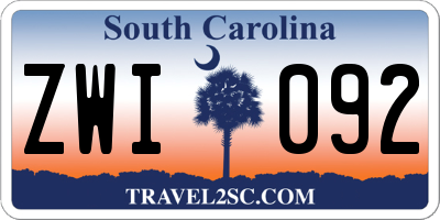 SC license plate ZWI092