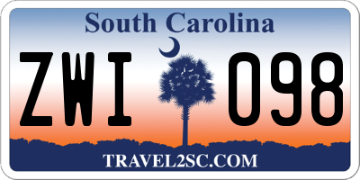SC license plate ZWI098