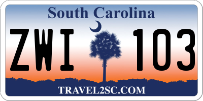 SC license plate ZWI103