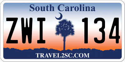 SC license plate ZWI134