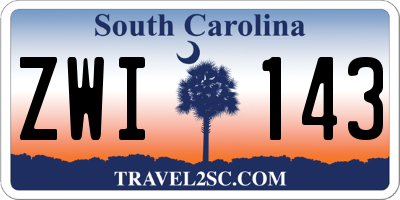 SC license plate ZWI143