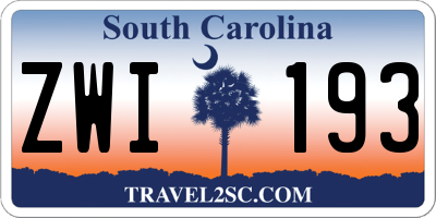 SC license plate ZWI193