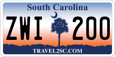 SC license plate ZWI200