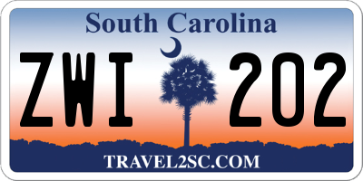 SC license plate ZWI202