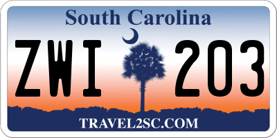 SC license plate ZWI203