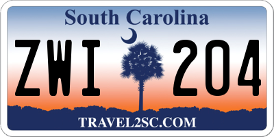 SC license plate ZWI204