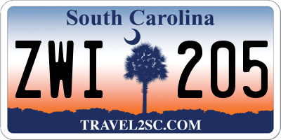 SC license plate ZWI205