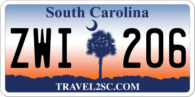 SC license plate ZWI206