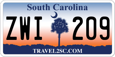SC license plate ZWI209