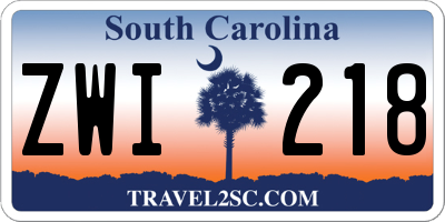 SC license plate ZWI218