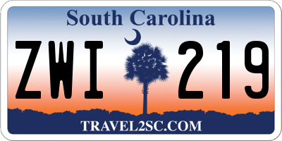 SC license plate ZWI219