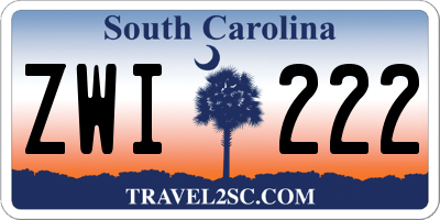 SC license plate ZWI222