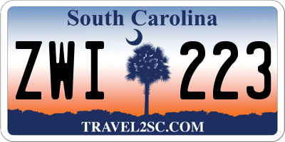SC license plate ZWI223