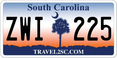 SC license plate ZWI225