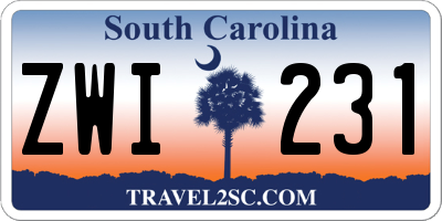 SC license plate ZWI231