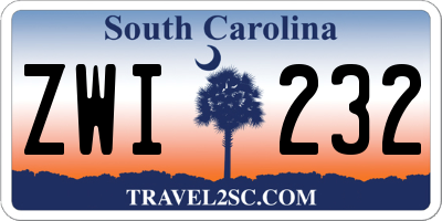SC license plate ZWI232