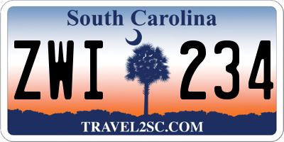 SC license plate ZWI234
