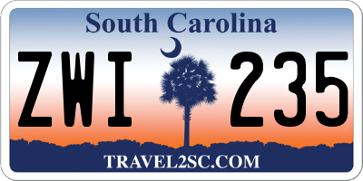 SC license plate ZWI235