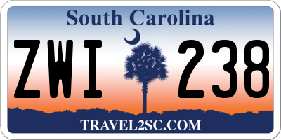 SC license plate ZWI238