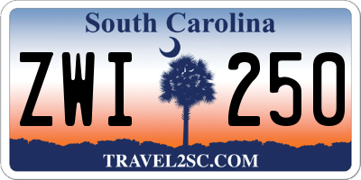 SC license plate ZWI250