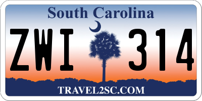 SC license plate ZWI314