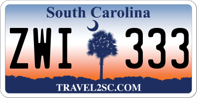 SC license plate ZWI333