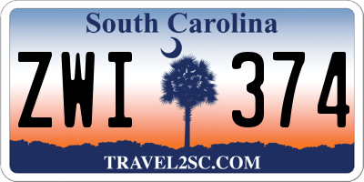 SC license plate ZWI374