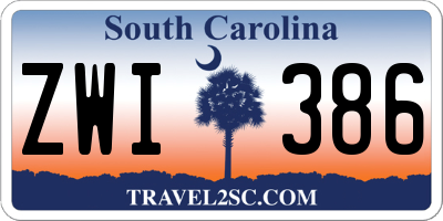 SC license plate ZWI386
