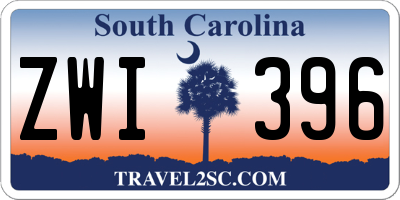SC license plate ZWI396