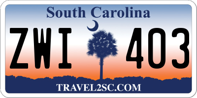 SC license plate ZWI403