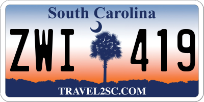 SC license plate ZWI419