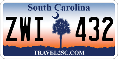 SC license plate ZWI432