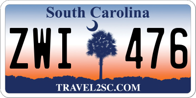 SC license plate ZWI476