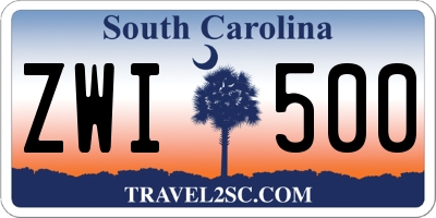SC license plate ZWI500