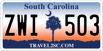 SC license plate ZWI503