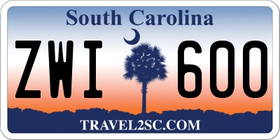 SC license plate ZWI600