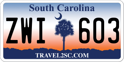 SC license plate ZWI603