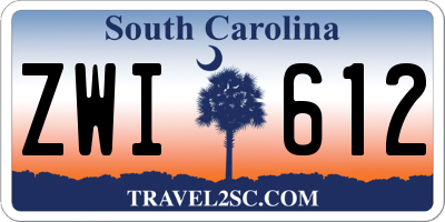 SC license plate ZWI612