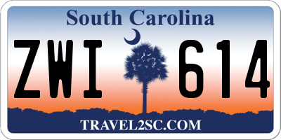 SC license plate ZWI614