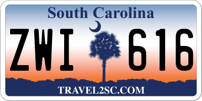 SC license plate ZWI616