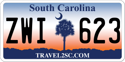 SC license plate ZWI623